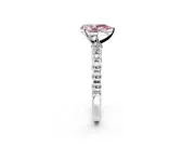 Solitaire Engagement Ring Setting for Fancy Pink Pear-Shaped Center with Bezel-Dot Beaded Band and Prong Head in White Gold
