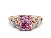Floral Engagement Ring Setting for Fancy Pink Radiant Cut Center with Marquise Cluster Shoulders and Prong Head in Rose Gold