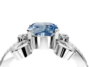 Solitaire Engagement Ring Setting for Fancy Blue Cushion Cut Center with Twisted Band and Scroll Prong Head in White Gold