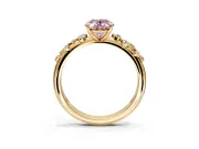 Cluster Engagement Ring Setting for Fancy Pink Oval Center with Round Cut Accent Band and Prong Head in Yellow Gold