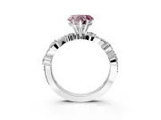 Solitaire Engagement Ring Setting for Fancy Pink Heart-Shaped Center with Bar-Station Pave Twist and Prong Head in Sterling Silver
