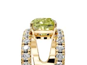 Solitaire Engagement Ring Setting for Fancy Yellow Cushion Cut Center with Wide-Open Split Shank and Prong Head in Yellow Gold