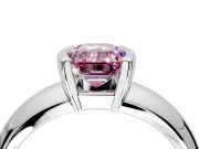Tension Engagement Ring Setting for Fancy Pink Emerald Cut Center with Wide Flat Band and Tension Head in Platinum