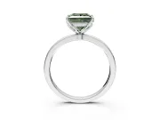 Solitaire Engagement Ring Setting for Fancy Green Princess Cut Center with Thin Rounded Plain Band and Prong Head in Platinum