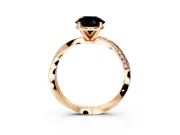Side Accent Engagement Ring Setting for Fancy Black Round Cut Center with Accent Shoulders and Prong Head in Rose Gold