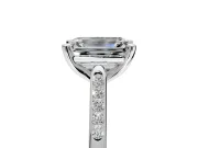 Solitaire Engagement Ring Setting for Emerald Cut Center with Channel Accents and Prong Head in Sterling Silver