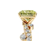 Solitaire Engagement Ring Setting for Fancy Yellow Radiant Cut Center with Bar-Station Pave Twist and Prong Head in Yellow Gold
