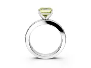 Solitaire Engagement Ring Setting for Fancy Yellow Asscher Cut Center with Channel-Set Accents and Prong Head in White Gold