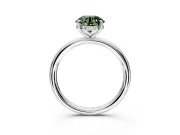 Hidden Halo Engagement Ring Setting for Fancy Green Round Cut Center with Thin Rounded Band and Prong Head in Sterling Silver