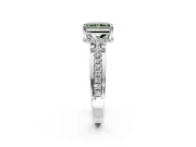 Solitaire Engagement Ring Setting for Fancy Green Radiant Cut Center with Raised Channel Band and Prong Head in Platinum