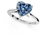 Solitaire Engagement Ring Setting for Fancy Blue Heart-Shaped Center with Narrow Cathedral Band and Prong Head in White Gold