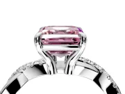 Solitaire Engagement Ring Setting for Fancy Pink Asscher Cut Center with Half-Pave Crossover Band and Prong Head in Platinum