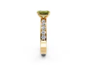 Solitaire Engagement Ring Setting for Fancy Yellow Emerald Cut Center with Channel-Set Accents and Prong Head in Yellow Gold