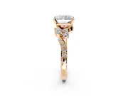 Solitaire Engagement Ring Setting for Radiant Cut Center with Marquise Accent Twist Band and Prong Head in Rose Gold