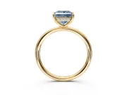 Solitaire Engagement Ring Setting for Fancy Blue Princess Cut Center with Plain Band, Open Basket and Prong Head in Yellow Gold
