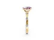 Solitaire Engagement Ring Setting for Fancy Pink Oval Center with Bezel Station Band and Prong Head in Yellow Gold