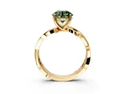 Solitaire Engagement Ring Setting for Fancy Green Round Cut Center with Pave and Plain Crossover Band and Prong Head in Yellow Gold