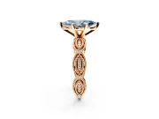Solitaire Engagement Ring Setting for Fancy Blue Marquise Center with Marquise Panel Band and Prong Head in Rose Gold