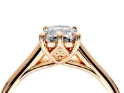 Solitaire Engagement Ring Setting for Emerald Cut Center with Cathedral Band and Prong Head in Rose Gold