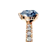 Solitaire Engagement Ring Setting for Fancy Blue Heart-Shaped Center with Fine Pave Band and Claw Prong Head in Rose Gold