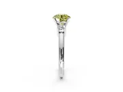 3 Stone Engagement Ring Setting for Fancy Yellow Round Cut Center with Wide Plain Band and Prong Head in Platinum