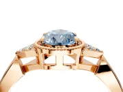 Cluster Engagement Ring Setting for Fancy Blue Pear-Shaped Center with Milgrain Shoulder Clusters and Prong Head in Rose Gold