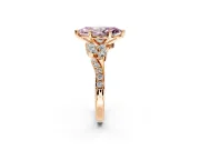 Solitaire Engagement Ring Setting for Fancy Pink Marquise Center with Marquise Accent Twist Band and Prong Head in Rose Gold