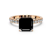 Open Basket Engagement Ring Setting for Fancy Black Asscher Cut Center with Pave Band and Prong Head in Rose Gold