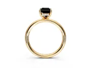 Hidden Halo Engagement Ring Setting for Fancy Black Radiant Cut Center with Thin Rounded Band and Prong Head in Yellow Gold