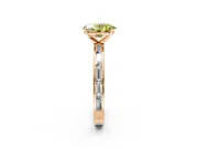 Solitaire Engagement Ring Setting for Fancy Yellow Oval Center with Channel Baguette Band and Prong Head in Rose Gold