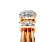 Solitaire Engagement Ring Setting for Cushion Cut Center with Grooved Bar Accent Band and Prong Head in Rose Gold
