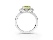 Floral Halo Engagement Ring Setting for Fancy Yellow Asscher Cut Center with Pave Accents and Prong Head in Sterling Silver