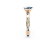 Solitaire Engagement Ring Setting for Fancy Blue Oval Center with Channel Baguette Band and Prong Head in Rose Gold