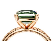 Solitaire Engagement Ring Setting for Fancy Green Asscher Cut Center with Scrollwork Band and Prong Head in Rose Gold