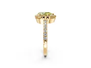 Halo Engagement Ring Setting for Fancy Yellow Pear-Shaped Center with Inner Milgrain Border and Prong Head in Yellow Gold