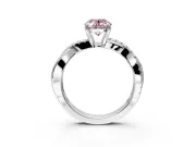 Crossover Engagement Ring Setting for Fancy Pink Oval Center with Pave and Plain Strands and Prong Head in Platinum