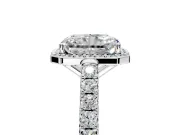 Halo Engagement Ring Setting for Radiant Cut Center with Full Pave Band and Prong Head in Sterling Silver