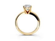 Solitaire Engagement Ring Setting for Cushion Cut Center with Wire Band and Prong Head in Yellow Gold