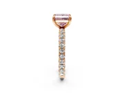 Solitaire Engagement Ring Setting for Fancy Pink Princess Cut Center with Shared-Prong Accents and Prong Head in Rose Gold
