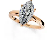 Solitaire Engagement Ring Setting for Marquise Center with Basket Rail and Prong Head in Rose Gold