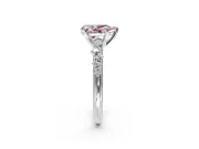 Solitaire Engagement Ring Setting for Fancy Pink Pear-Shaped Center with Trailing Leaf Accent Band and Prong Head in White Gold