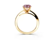 Solitaire Engagement Ring Setting for Fancy Pink Round Cut Center with Basket Rail and Prong Head in Yellow Gold