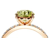 Solitaire Engagement Ring Setting for Fancy Yellow Round Cut Center with Round Cut Pave Band and Prong Head in Rose Gold