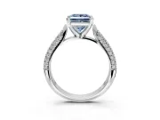 Solitaire Engagement Ring Setting for Fancy Blue Princess Cut Center with Multi-Row Accents and Prong Head in Sterling Silver