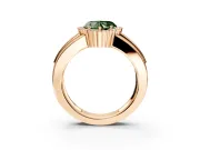 Halo Engagement Ring Setting for Fancy Green Heart-Shaped Center with Wide Band, Inlaid Accent Row and Prong Head in Rose Gold
