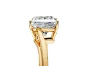 Solitaire Engagement Ring Setting for Princess Cut Center with Plain Bypass Twist Band and Prong Head in Yellow Gold