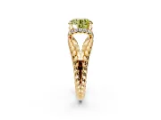 Halo Engagement Ring Setting for Fancy Yellow Round Cut Center with Rope Twist Split Shank and Prong Head in Yellow Gold