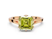 Solitaire Engagement Ring Setting for Fancy Yellow Asscher Cut Center with Plain Split Shank and Prong Head in Rose Gold