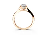 Solitaire Engagement Ring Setting for Radiant Cut Center with Tapered Shoulders and Prong Head in Rose Gold