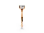 Hidden Halo Engagement Ring Setting for Princess Cut Center with Thin Rounded Band and Prong Head in Rose Gold